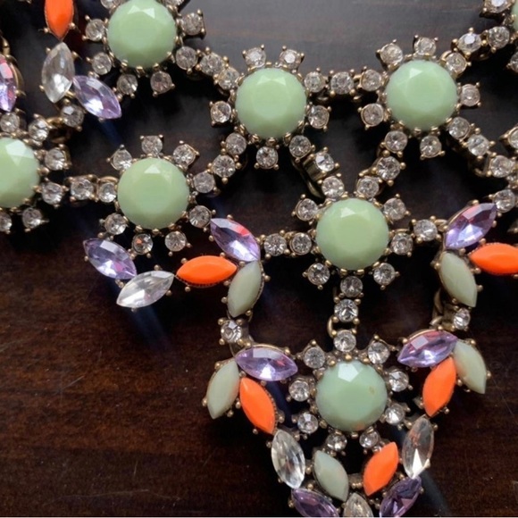J.Crew Art Deco Colorful Crystal Glass Bib Statement Necklace - Picture 7 of 16